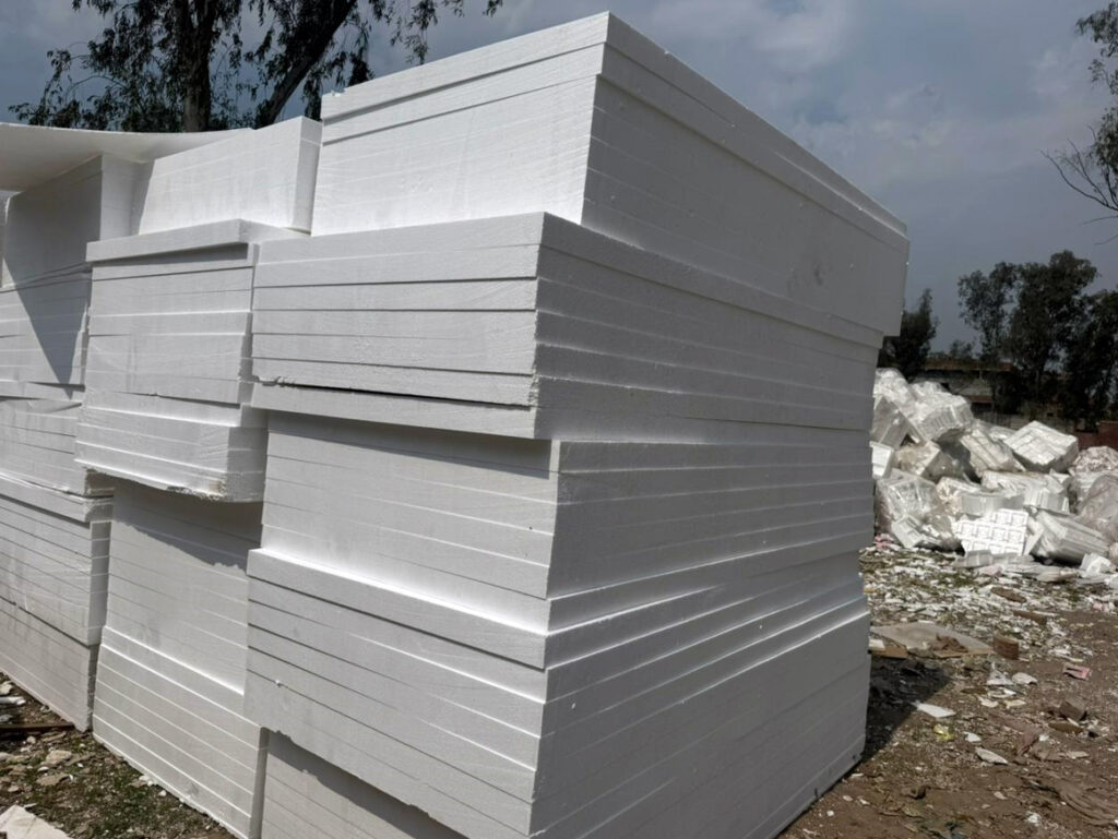 Thermocol insulation installed on a roof in Pakistan Pioneer Chemicals Thermocol insulation for walls Ceiling insulation with Thermocol in Pakistan Industrial Thermocol insulation solution Energy-efficient Thermocol insulation by Pioneer Chemicals Thermocol insulation reducing heat in buildings Lightweight Thermocol insulation panels in Pakistan Eco-friendly Thermocol insulation for residential buildings Commercial building Thermocol insulation by Pioneer Chemicals Thermocol insulation for energy savings in Pakistan